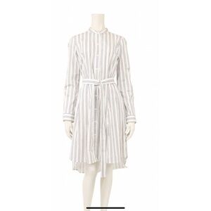 Michael Kors Striped mandarin collar long sleeves cotton shirt midi dress 10